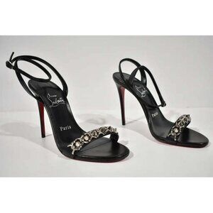 Christian Louboutin Black Loubigirl Chain 100mm Sandal Size 38